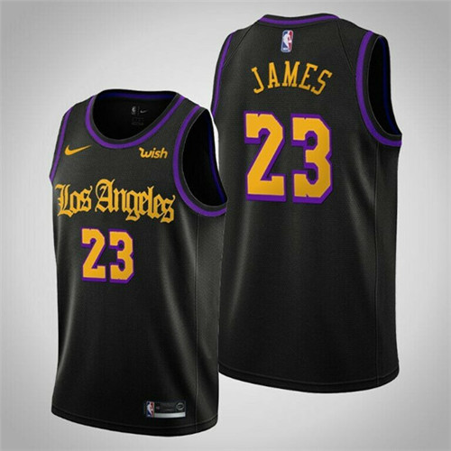 Men's Los Angeles Lakers #23 Lebron James Black City Edition Stitched Jersey Men's Los Angeles Lakers #23 Lebron James Black City Edition Stitched Jersey
